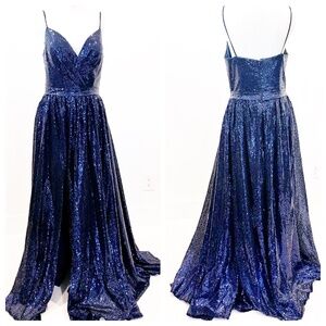 Hebeos | A-Line Princess Sequin Gown | Royal Blue | S